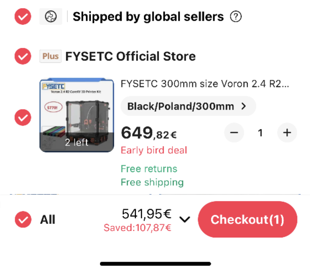 Fysetc 300 V2 for 540€ incl. 19% VAT